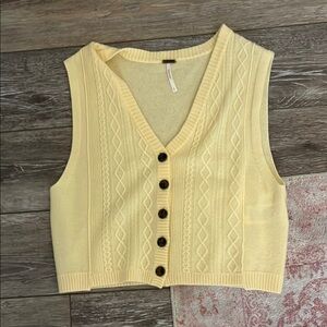 Free People Yellow Knit Sleeveless Blouse